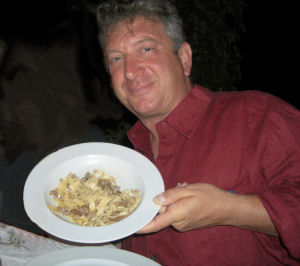 Andrew showing off homemade pasta